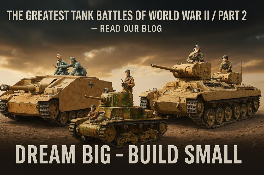 WWII tank models: StuG III, M13/40, Valentine Mk.I & Mk.II/IV – banner for blog on tank battles and scale modeling