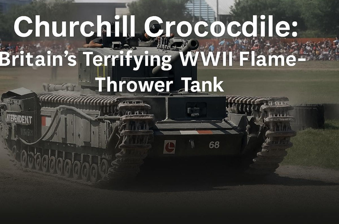 Churchill Crocodile flame-thrower tank featured in WWII-themed webshop blog banner