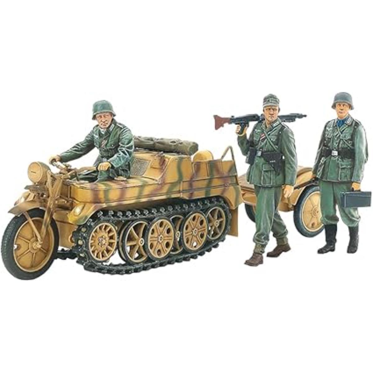 Tamiya 35377 German Sd.Kfz.2 Kettenkrad with crew 1:35 scale unpainted model kit
