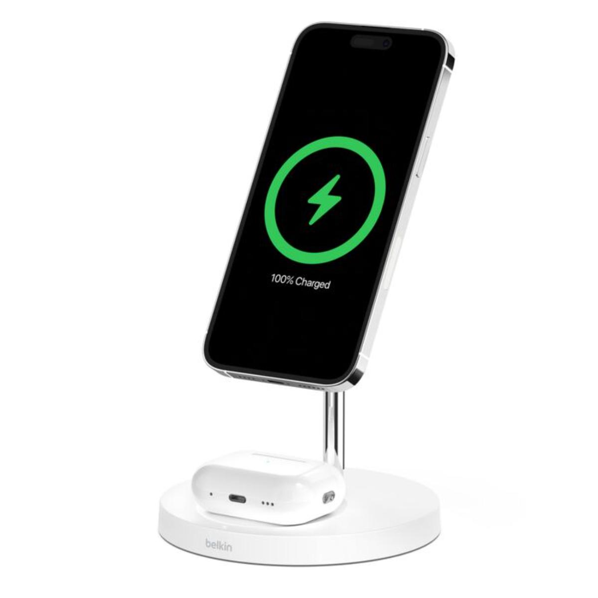 Belkin BoostCharge Pro 2-in-1 MagSafe wireless charger stand for iPhone and AirPods