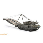 Model of a military vehicle with a bridge on a white background