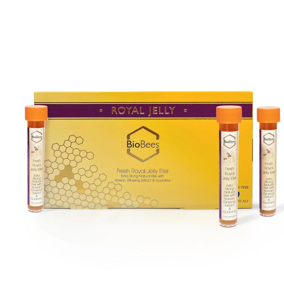 BioBees Fresh Royal Jelly Elixir – Natural vitality and immune support supplement with royal jelly, ginseng, and guarana