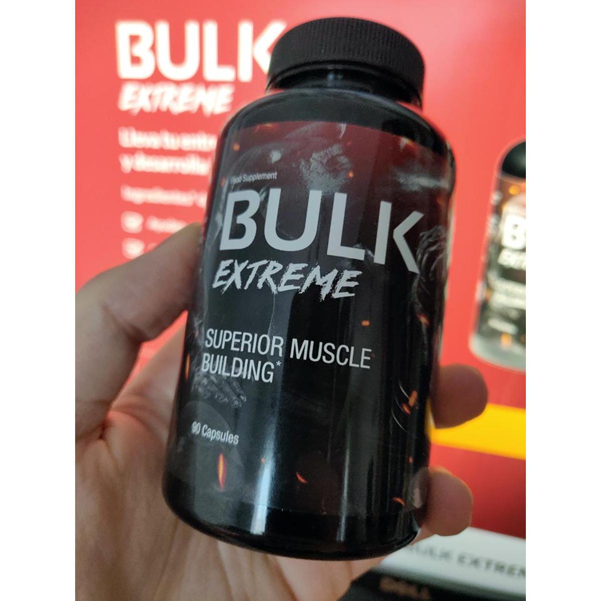 Bulk Extreme muscle growth and energy support supplement bottle
