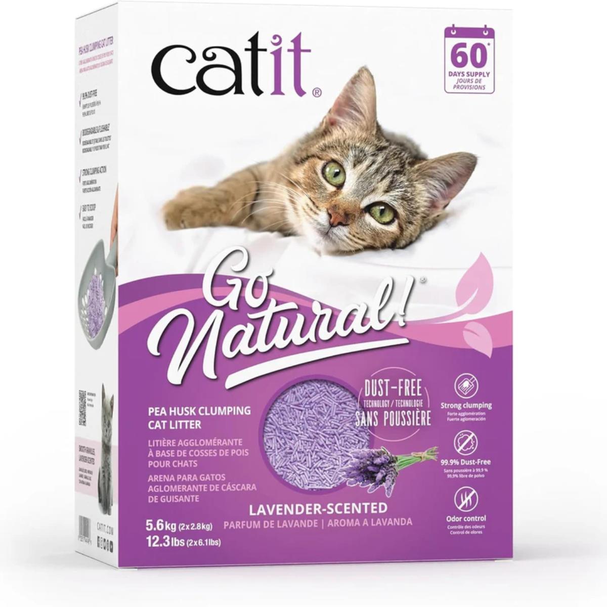 Catit Go Natural pea husk clumping cat litter 14L box