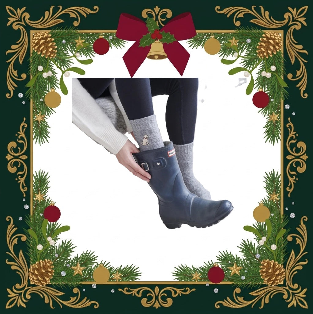 Sweet William apricot Cockapoo and Labradoodle dog walker socks