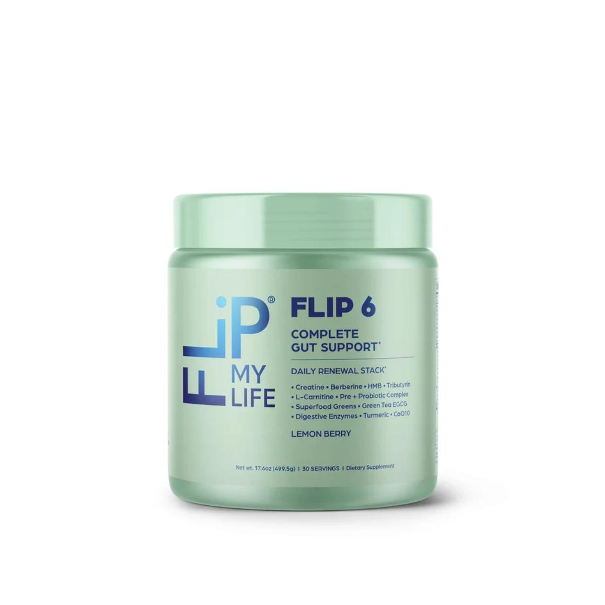 FLIP 6 Complete Gut Support Lemon Berry daily supplement powder