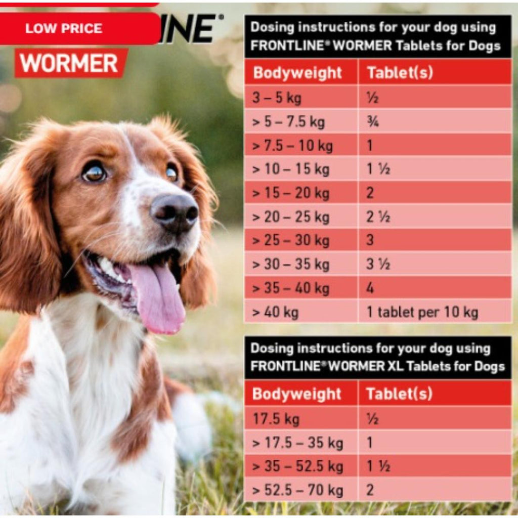 FRONTLINE WORMER Tablets for Dogs broad spectrum worming treatment