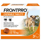 FRONTPRO Chewable Tablets flea and tick treatment for dogs in blister pack and box