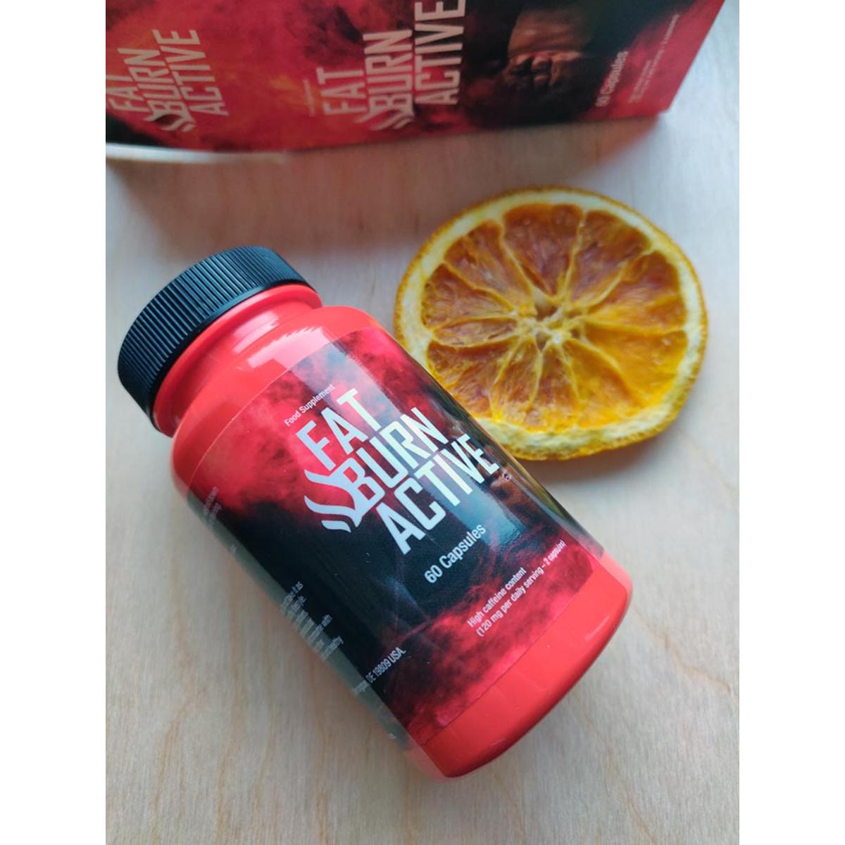 Fat Burn Active bottle with green capsules
