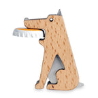 Fetch dog bottle opener made from beechwood and stainless steel