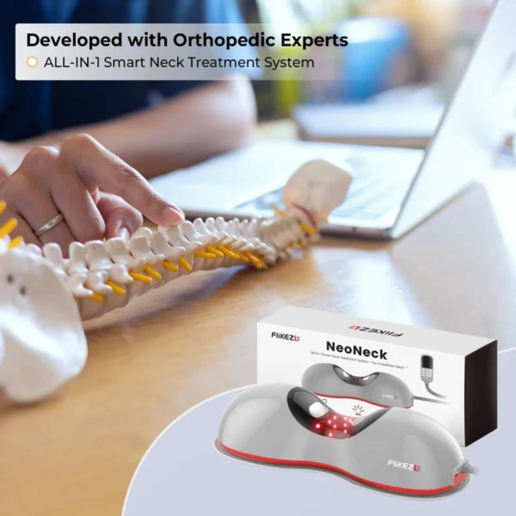 FliKEZE NeoNeck neck traction device with red light therapy