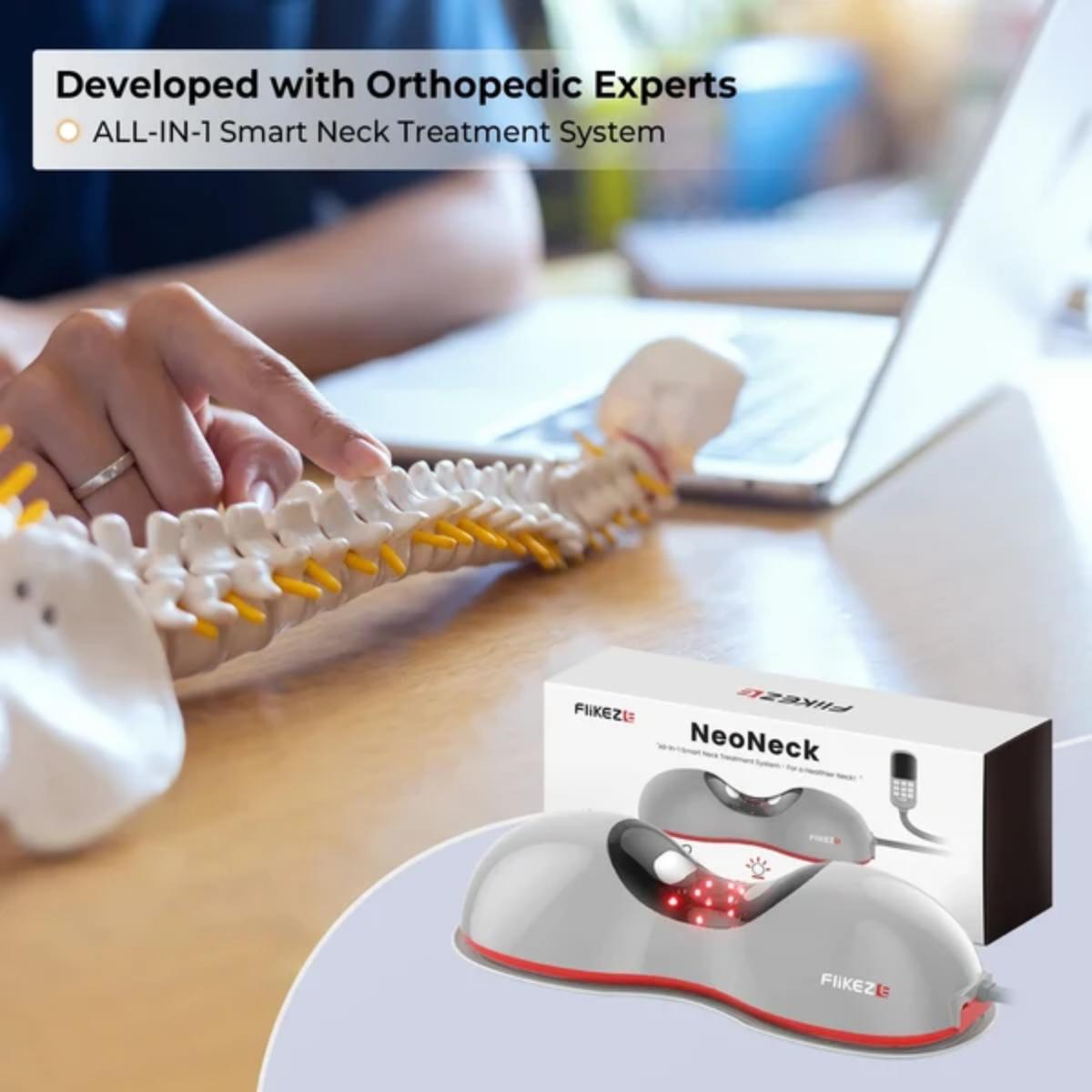 FliKEZE NeoNeck neck traction device with red light therapy
