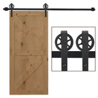 Sliding Barn Door Hardware Kit – 6.6 ft black steel rail system with rollers and mounting hardware