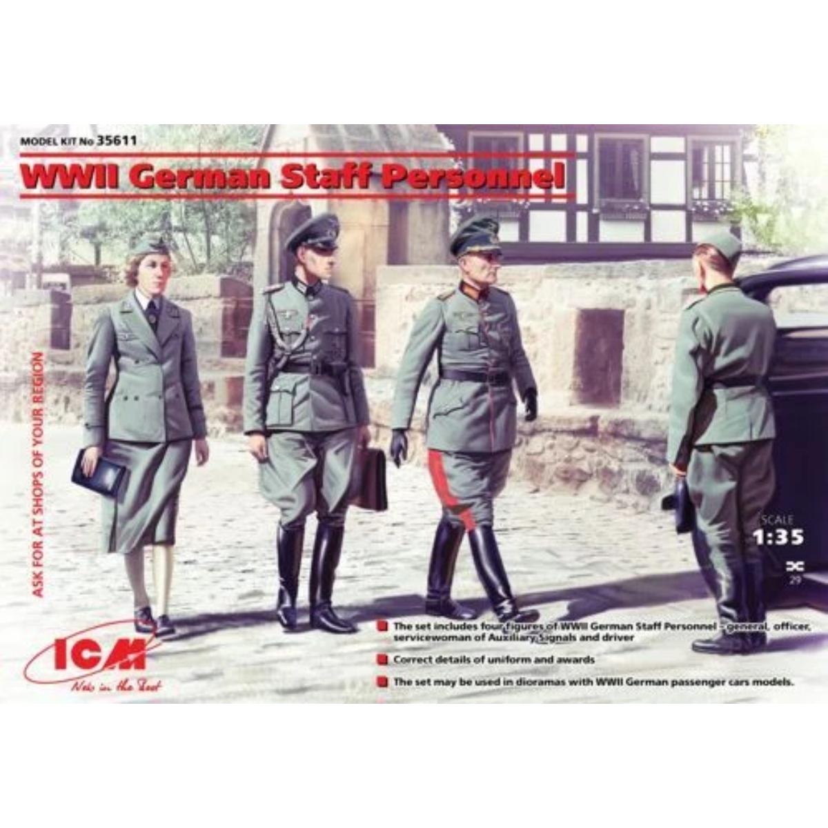 ICM 1/35 German staff personnel WWII plastic model figures for dioramas