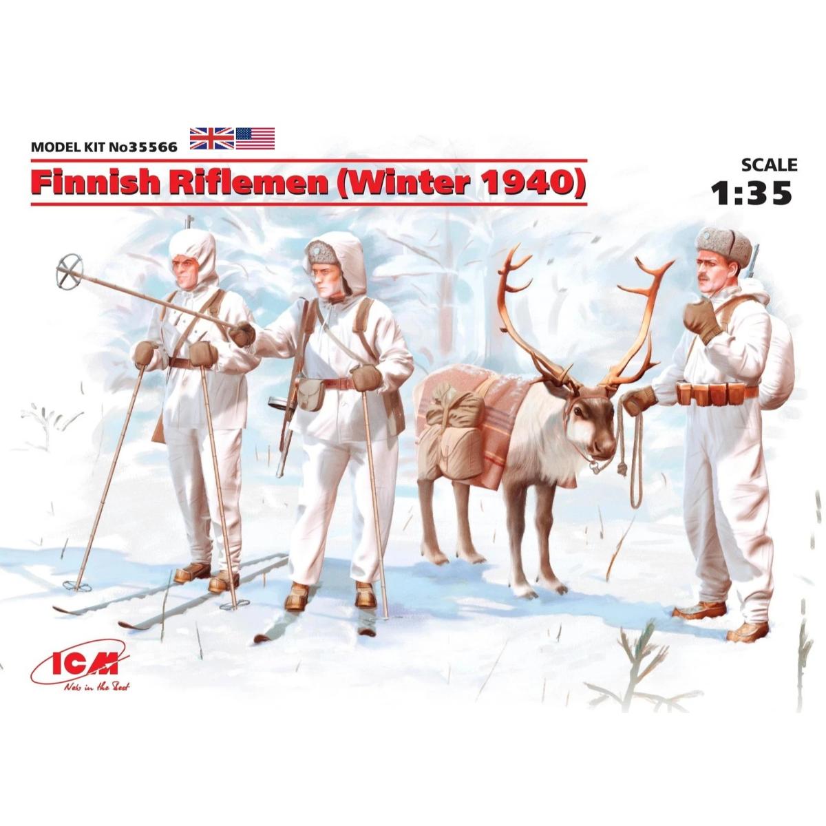 ICM 35566 1:35 Finnish Riflemen Winter 1940 plastic model figures