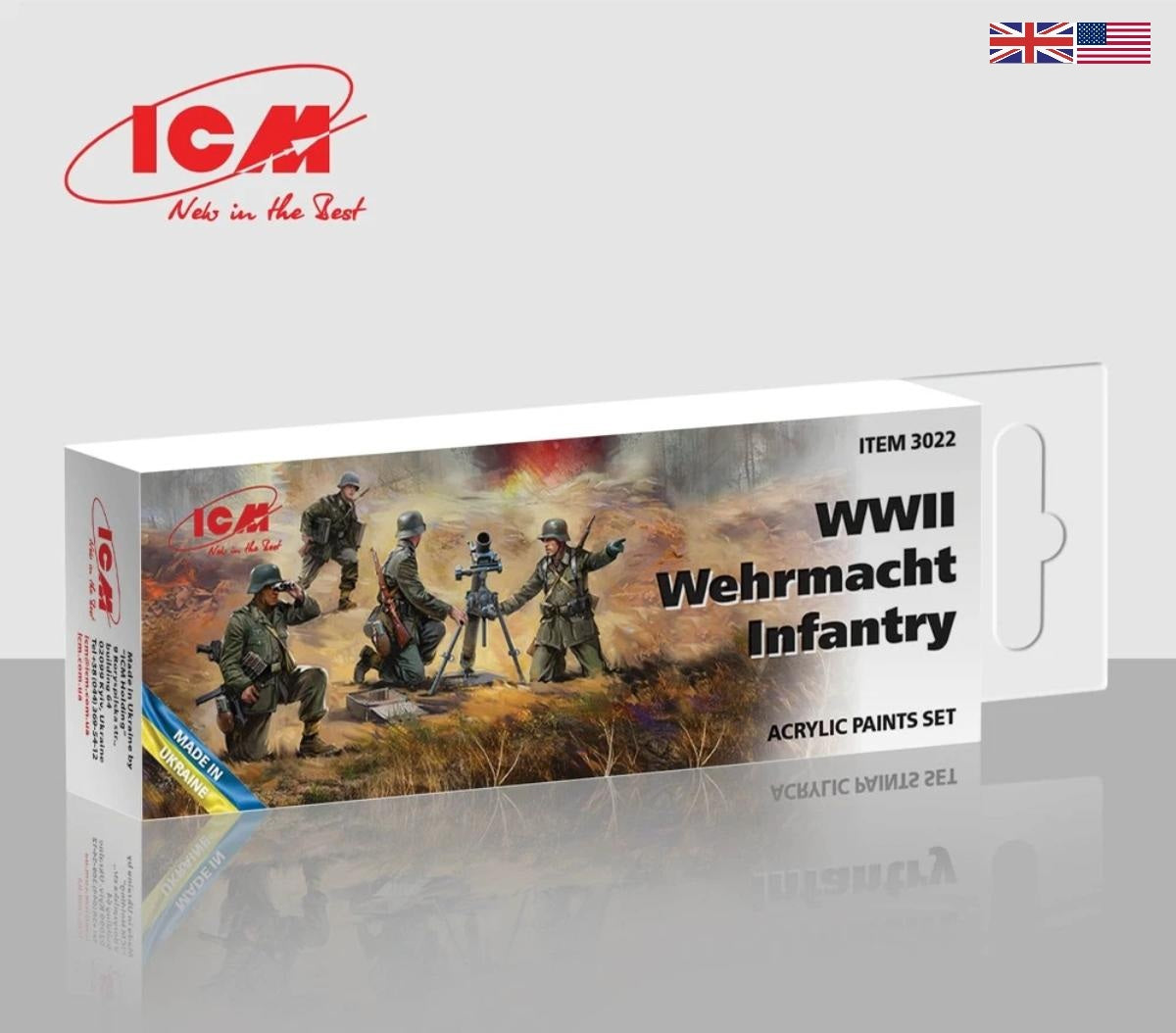ICM 3022 Wehrmacht infantry acrylic paint set WWII model paints bottles