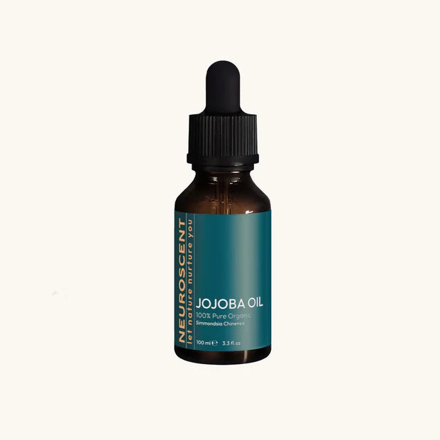 Organic cold-pressed jojoba oil in glass bottle 100ml