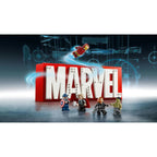 lego marvel logo minifigures 76313 set assembled,