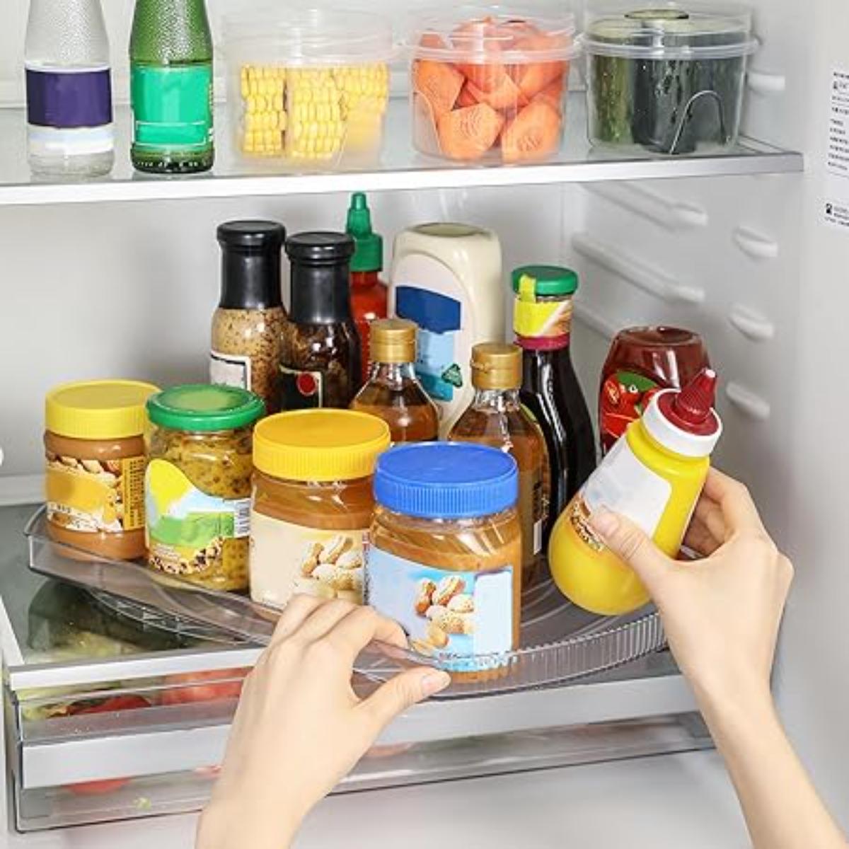ROWNYEON clear rectangular lazy susan fridge organiser, 16.5 inch