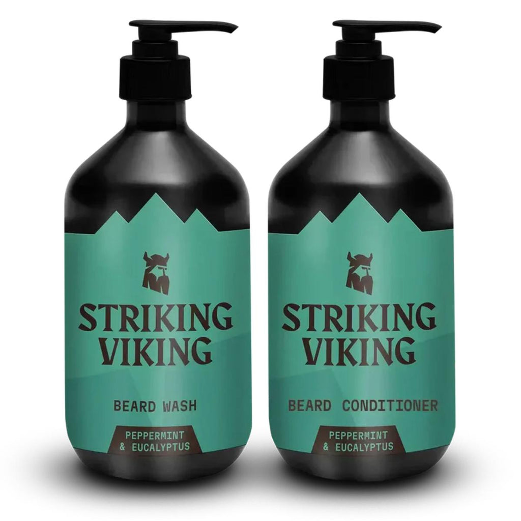 Striking Viking beard shampoo and conditioner set peppermint eucalyptus natural beard wash