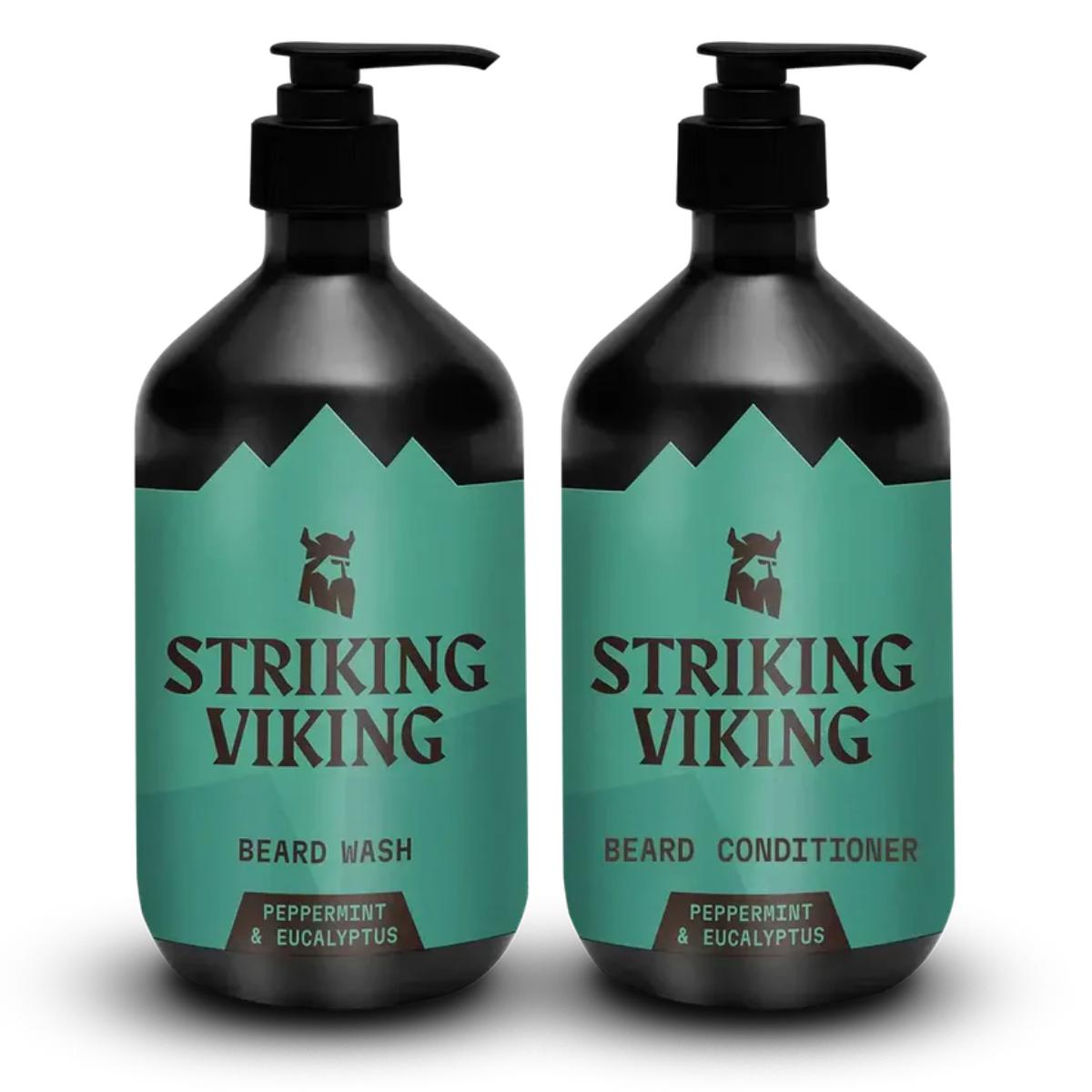 Striking Viking beard shampoo and conditioner set peppermint eucalyptus natural beard wash