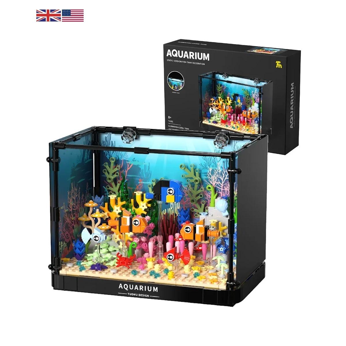 clownfish aquarium building block set coral reef marine life model