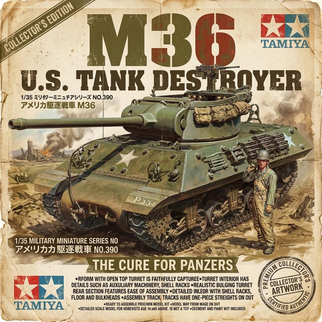 Tamiya 1:35 U.S. Tank Destroyer M36 Military Model Kit 35390