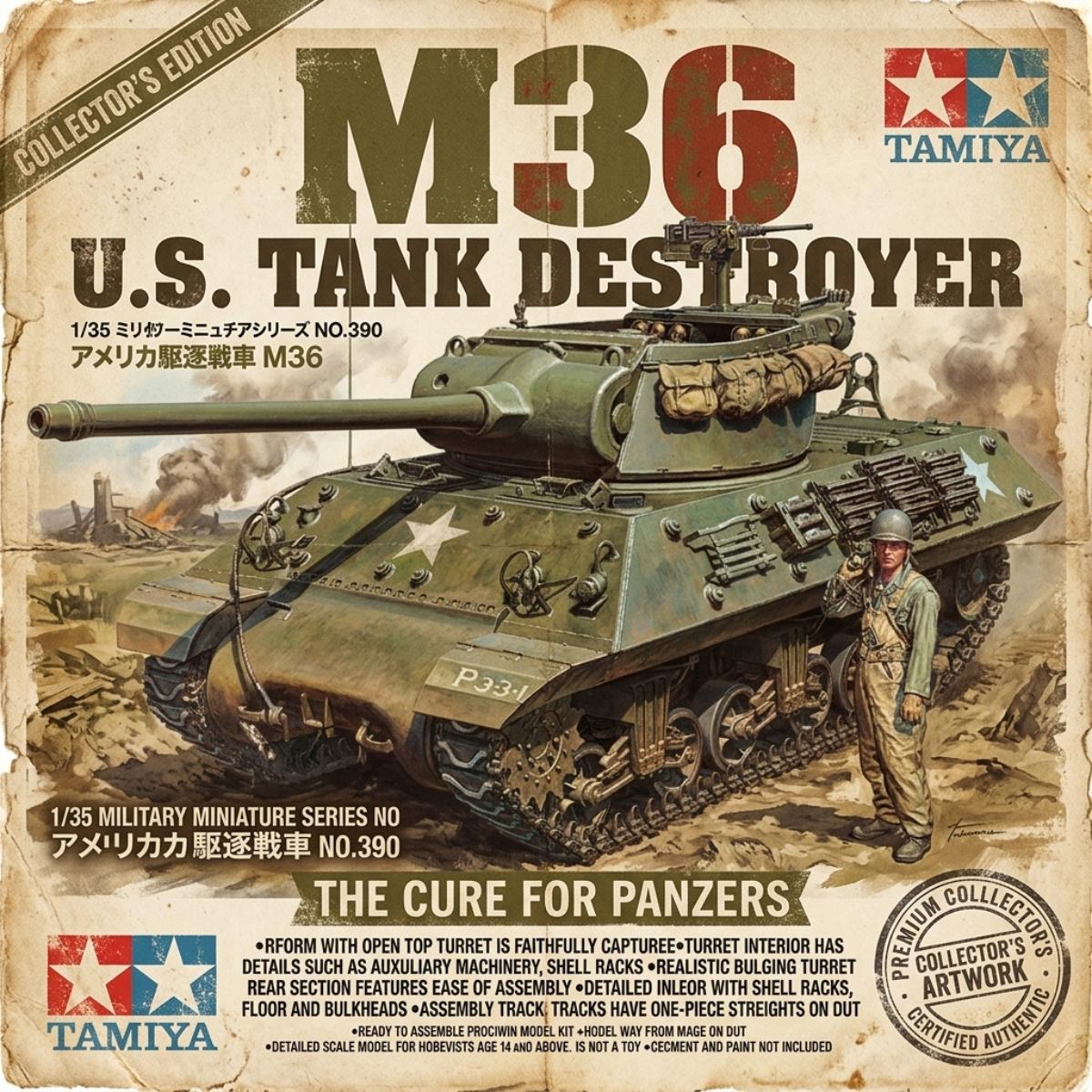 Tamiya 1:35 U.S. Tank Destroyer M36 Military Model Kit 35390