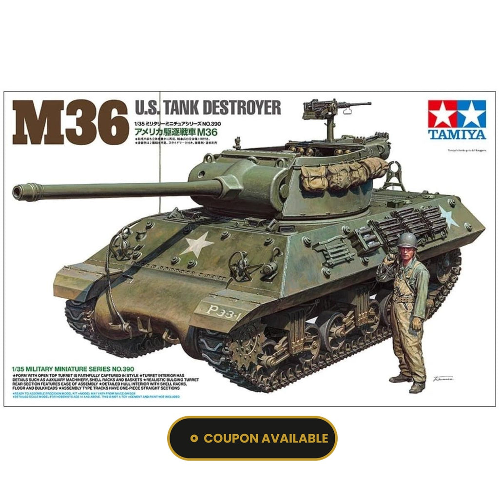 Tamiya 1:35 U.S. Tank Destroyer M36 Military Model Kit 35390