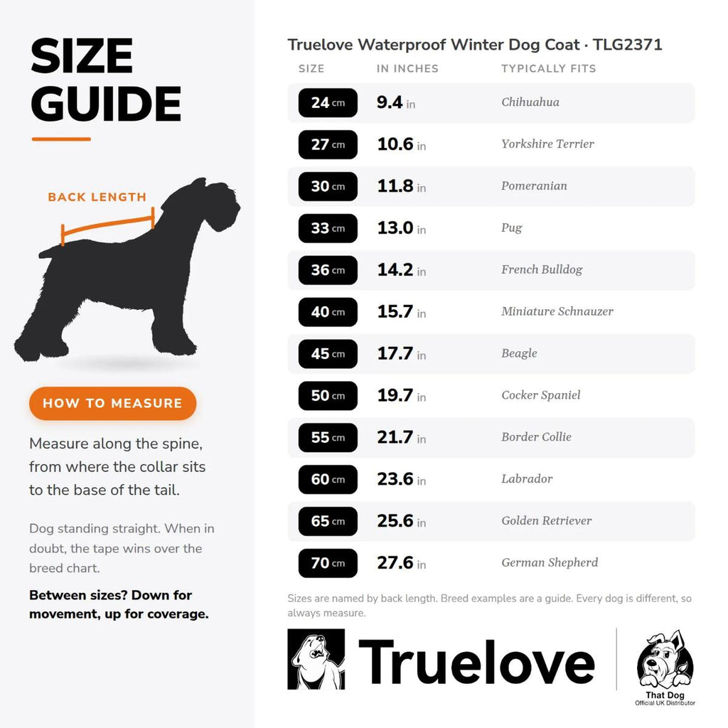 Truelove waterproof winter dog coat with reflective detailing