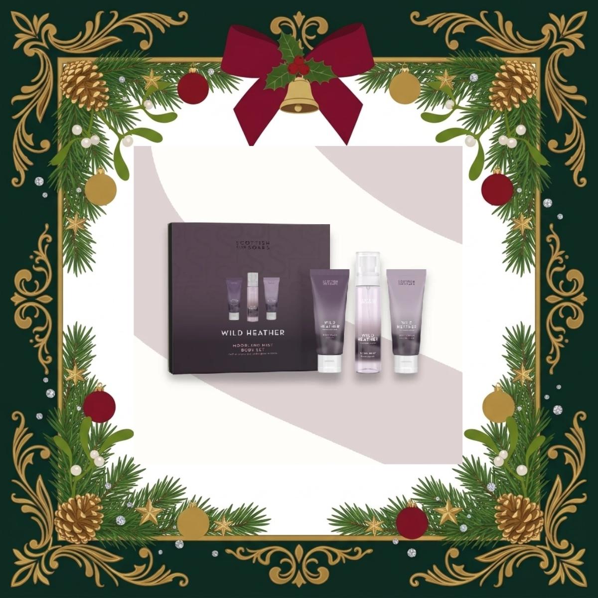 Scottish Fine Soaps Wild Heather Moorland Mist Body Set with body wash, body cream and body mist