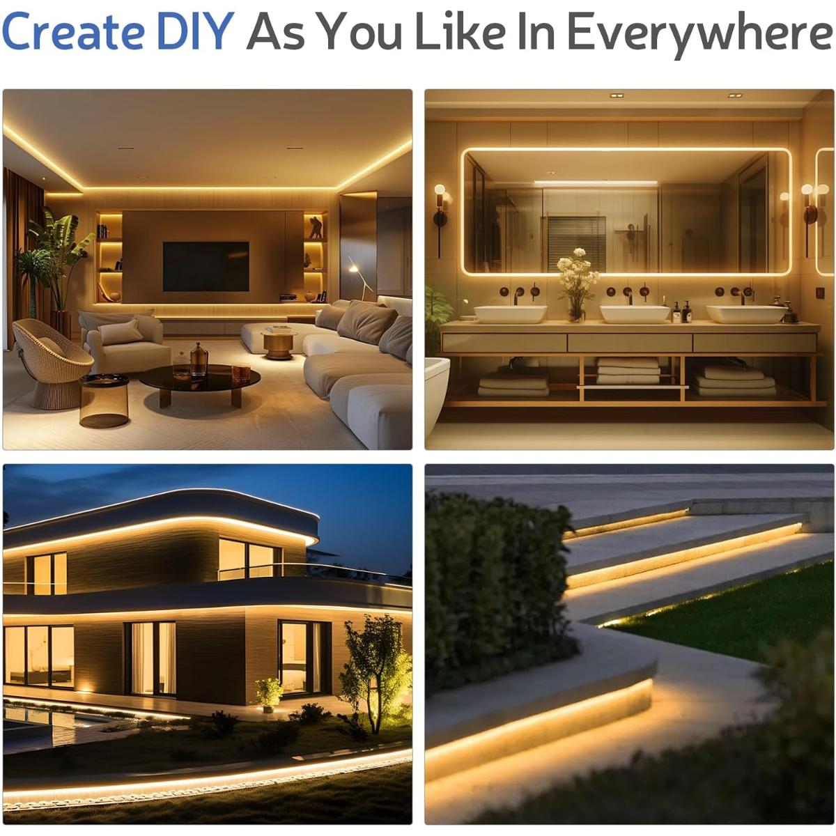 Flexible LED neon rope light strip with 120 LEDs per metre
