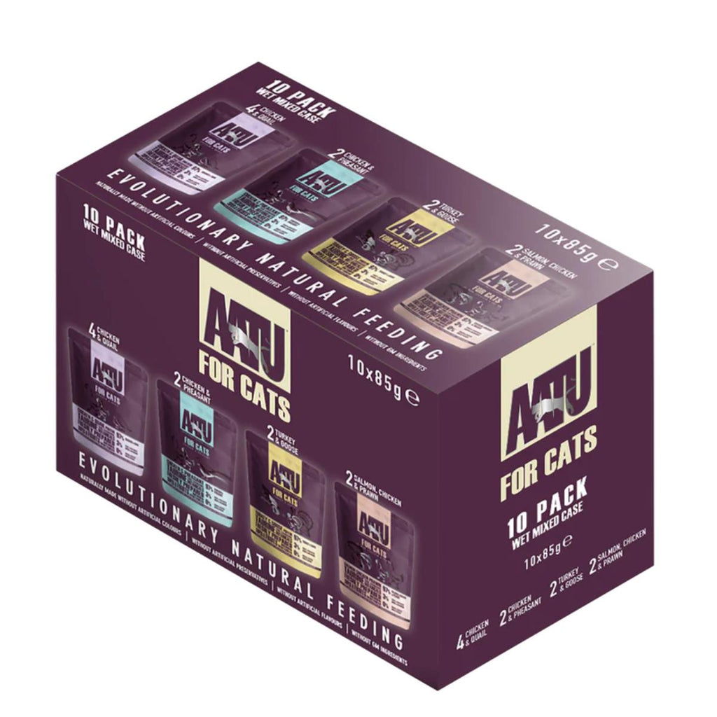 AATU Cat Wet Food Variety Pack with mixed 85/15 grain‑free flavours for adult cats.