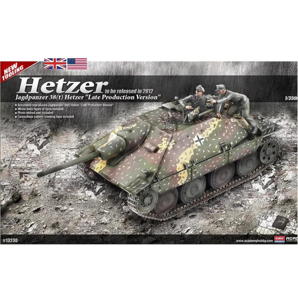 Academy 1/35 Jagdpanzer 38(t) Hetzer late production German tank destroyer model kit