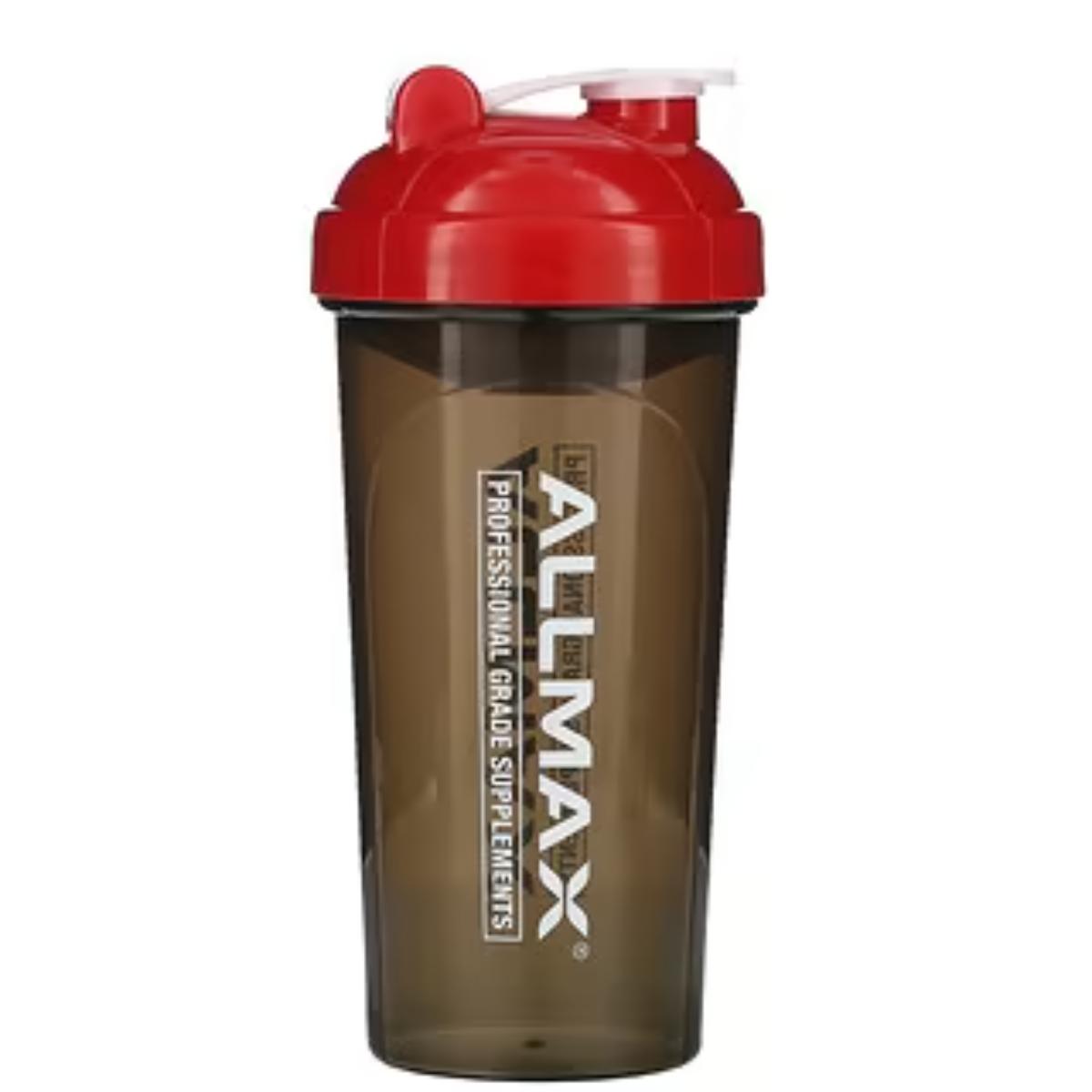 ALLMAX leak-proof shaker bottle black red 25 oz 700 ml for supplements and protein mixing
