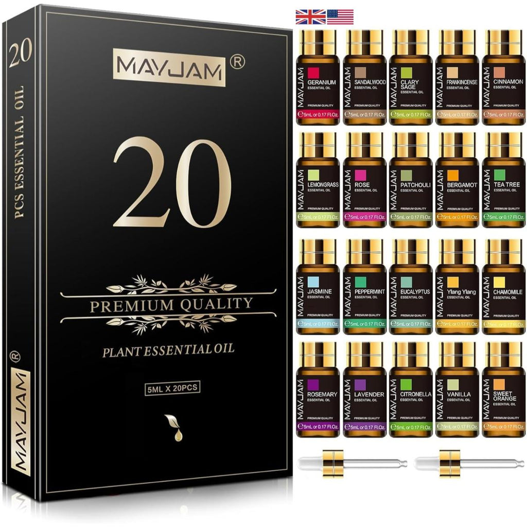 MAYJAM Tea Tree essential oil gift set 20 pieces 5ml bottles for diffuser and aromatherapy