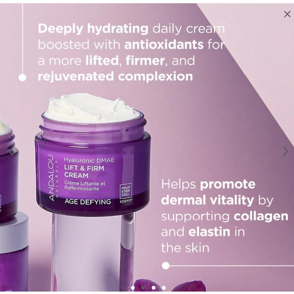 Andalou Age-Defying Hyaluronic + DMAE Lift & Firm Cream skincare product image
