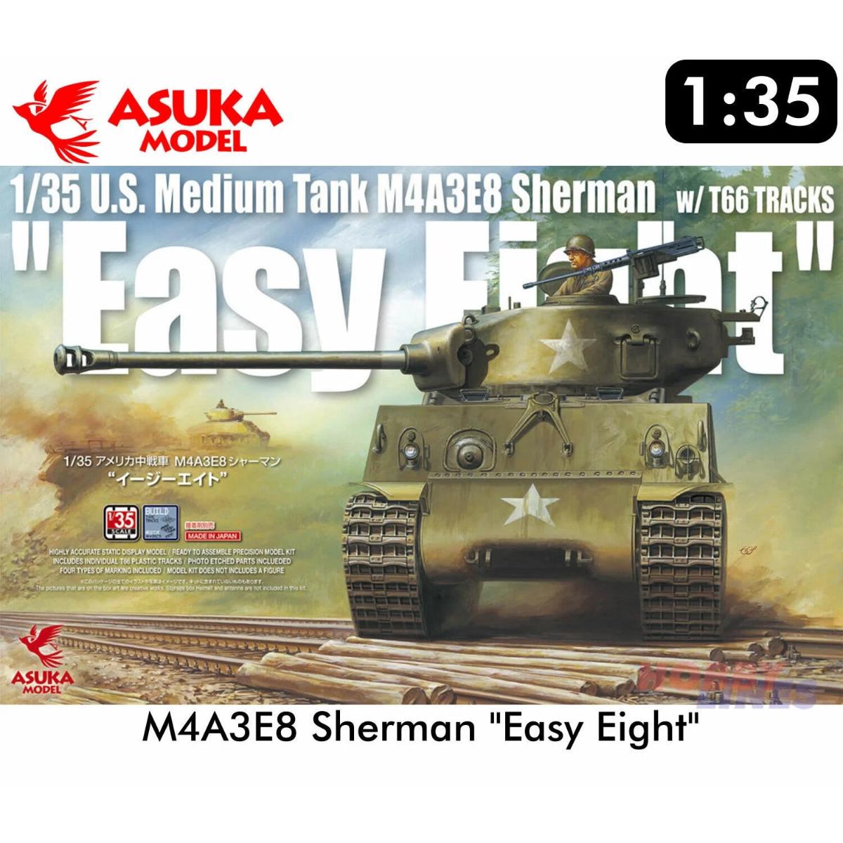 Asuka 1:35 M4A3E8 Sherman Easy Eight WWII Tank Model Kit 35020