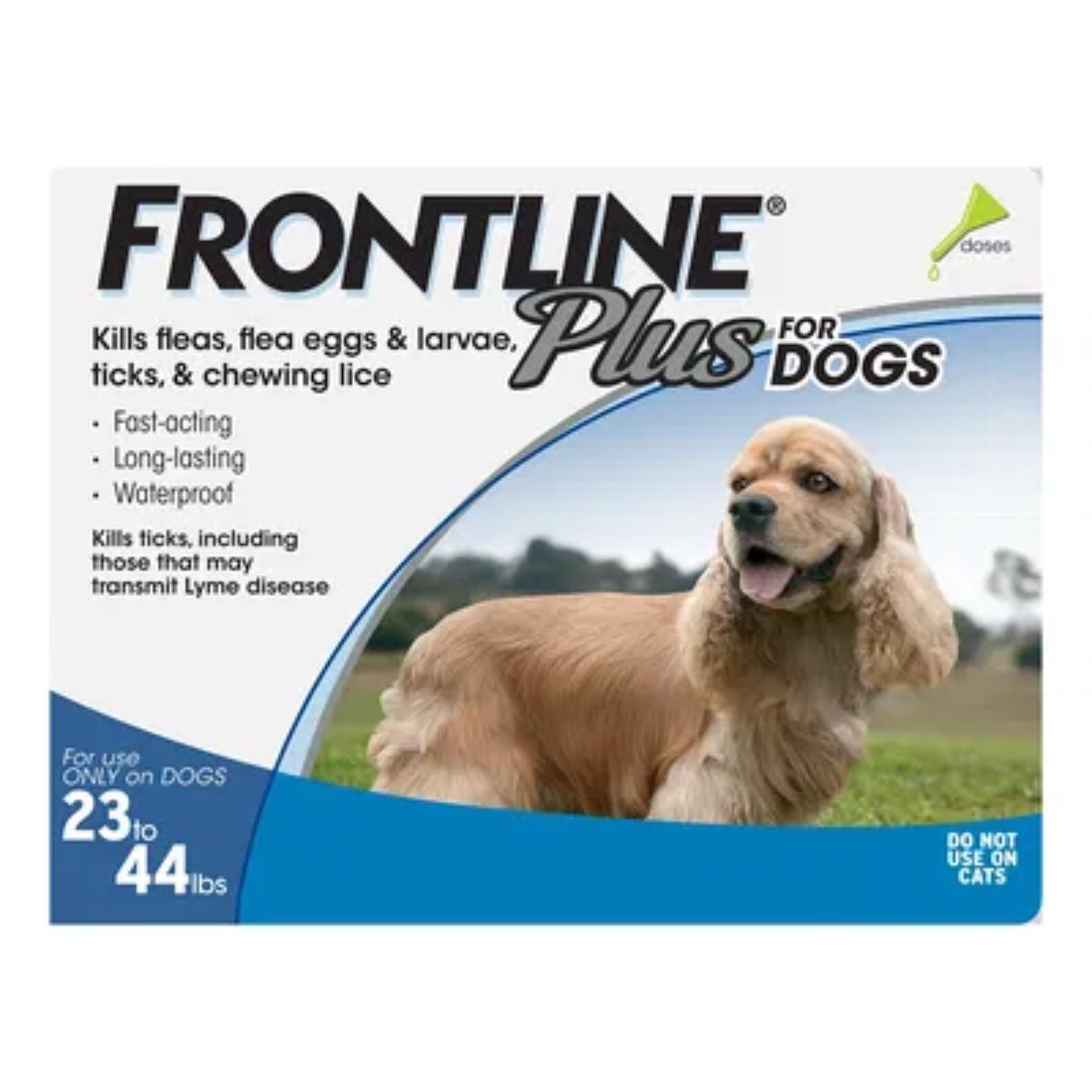 Frontline Plus for Medium Dogs – Blue Pack 3 doses flea and tick treatment 23–44 lbs
