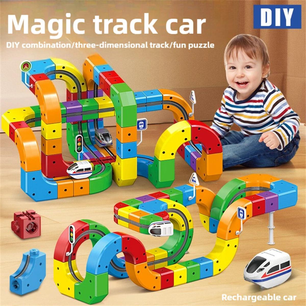 magic track train building blocks set front view