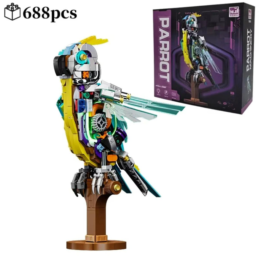 LED mechanical parrot building block model front view