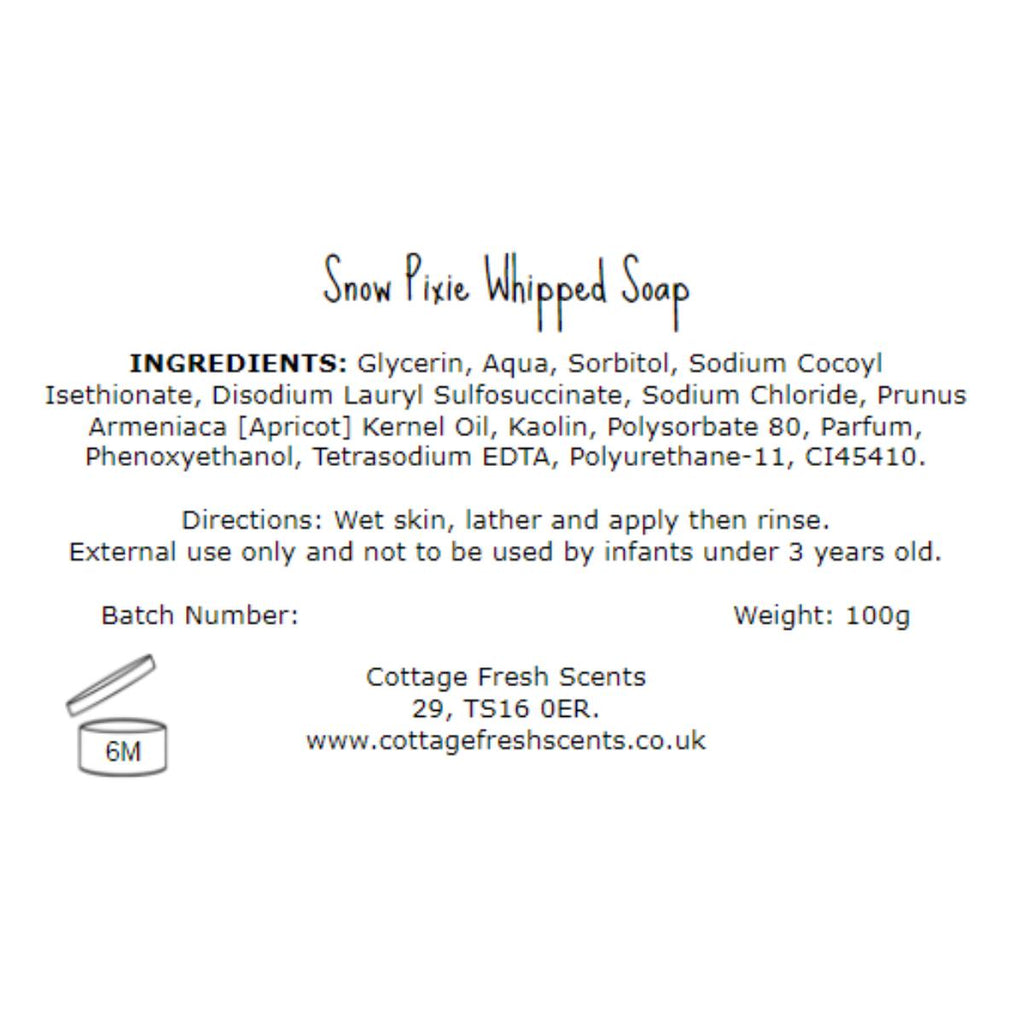 Cottage Fresh Scents Snow Pixie whipped soap sweet candy scented body wash