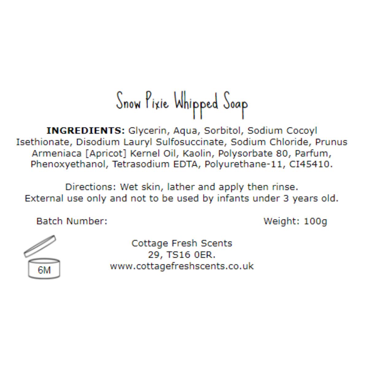 Cottage Fresh Scents Snow Pixie whipped soap sweet candy scented body wash
