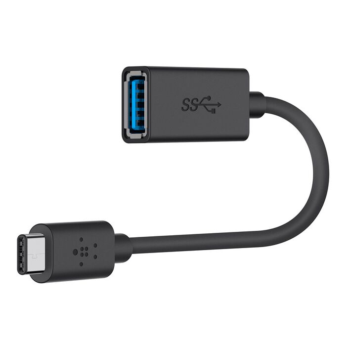 Belkin USB-C to USB-A Adapter F2CU036btBLK black front view