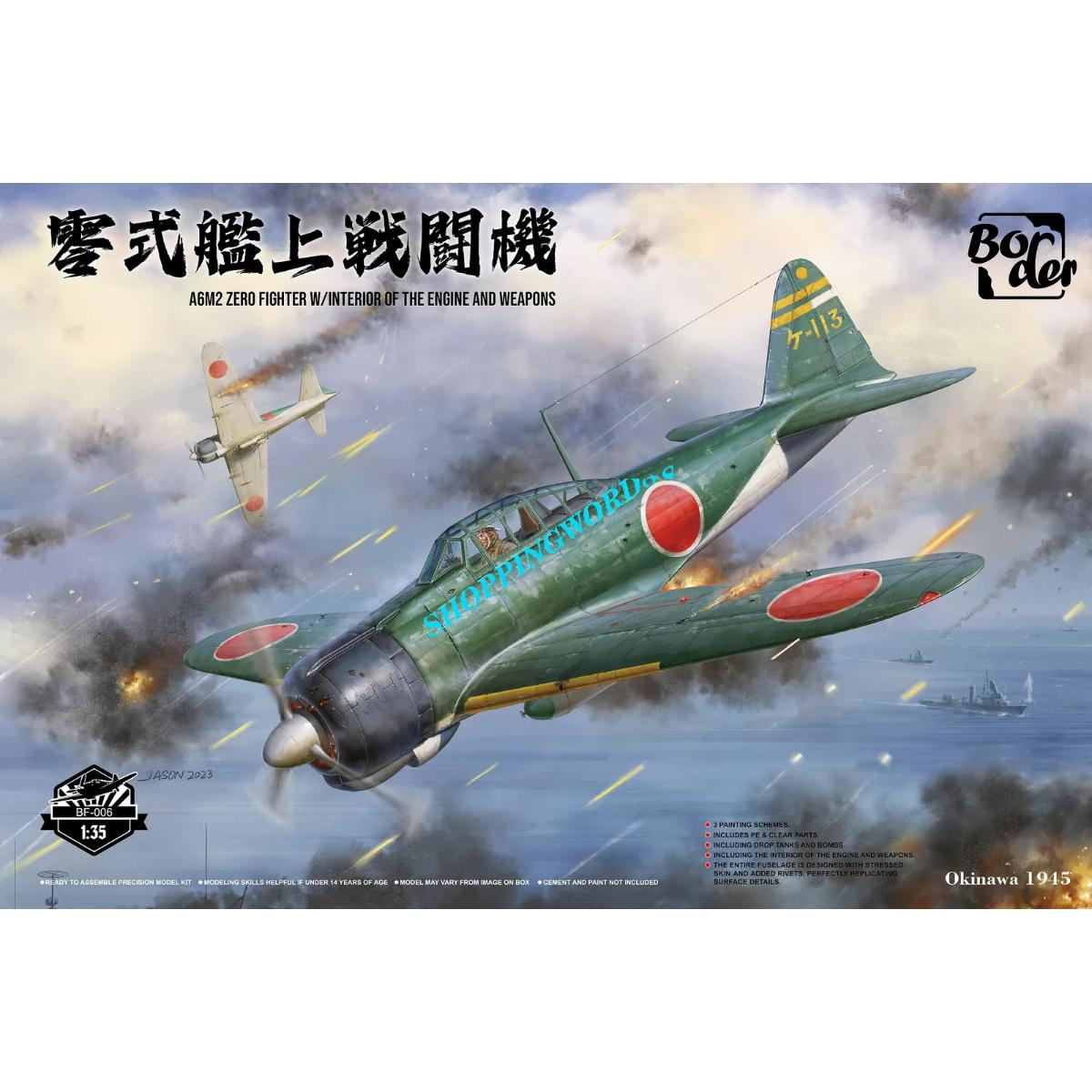Border Model 1/35 A6M2 Zero Fighter BF-006 with full engine and weapons interior WWII Japanese aircraft plastic model kit