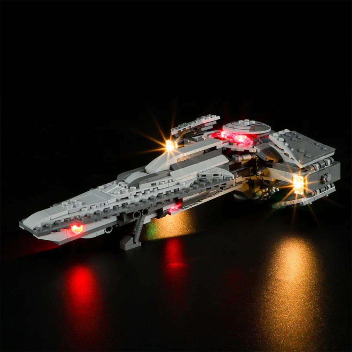 BriksMax LED light kit glowing cockpit of Sith Infiltrator #75383