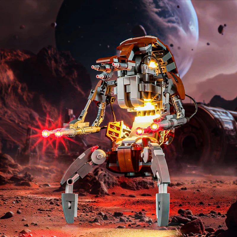 BriksMax LED Light Kit illuminating Droideka blaster arms