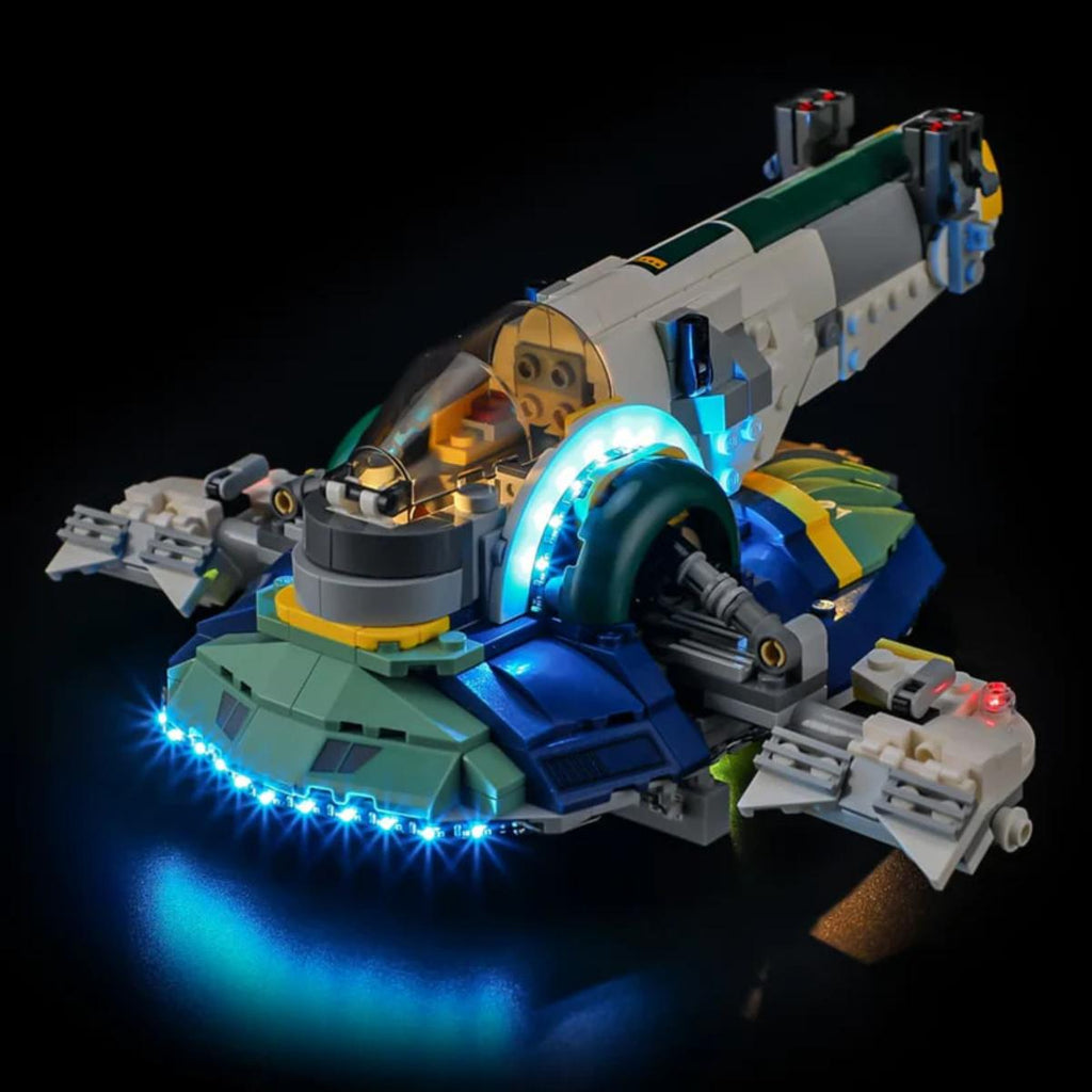 BriksMax LED light kit illuminated cockpit of Jango Fett's Firespray starship