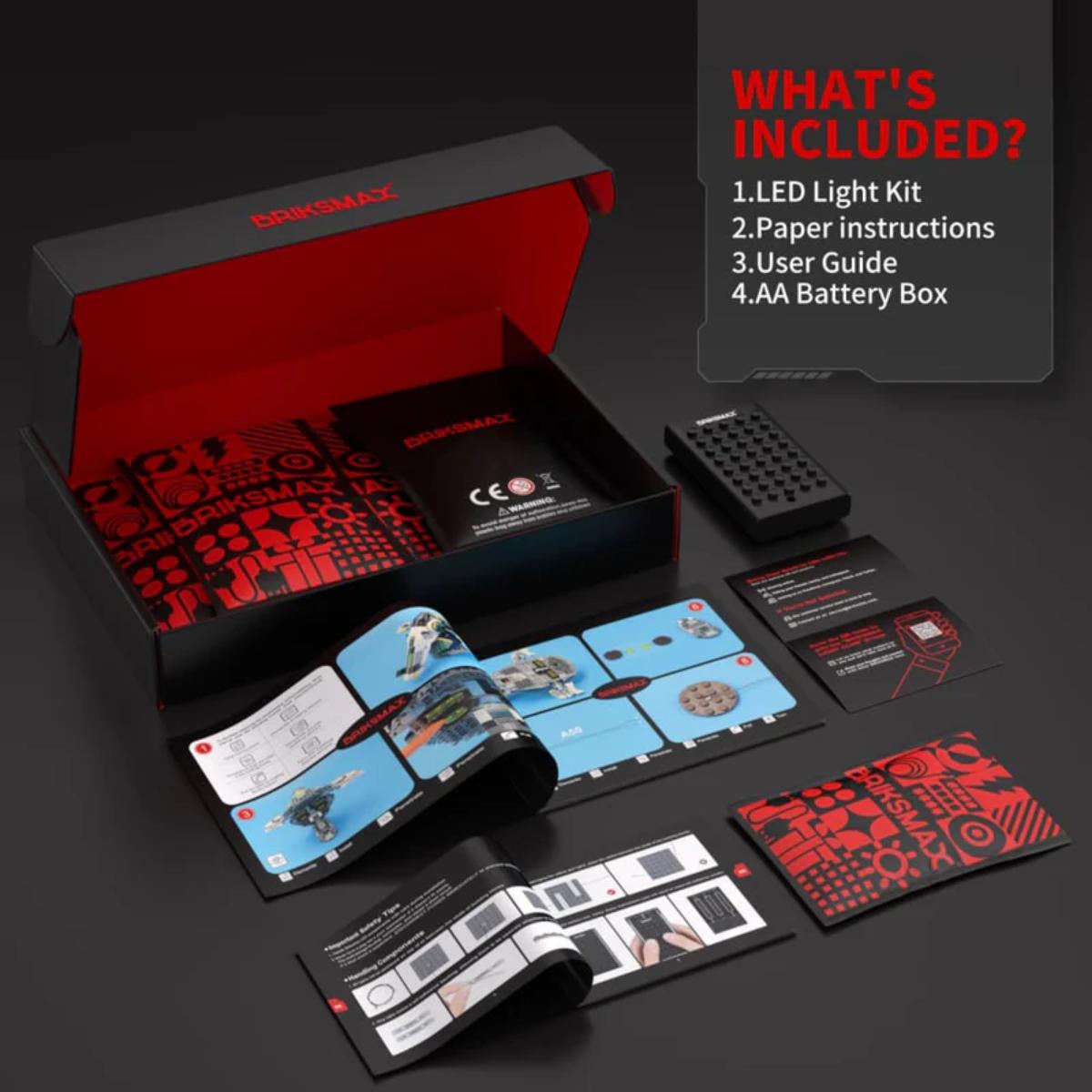 BriksMax light kit powered starship showcasing top-down view