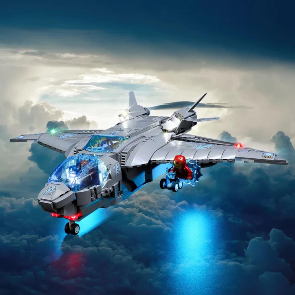 BriksMax Light Kit for Avengers Quinjet 76248 LED lit up